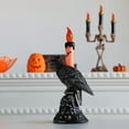 thumbnail image 2 of Halloween Flameless Candles, Black Crow Skull Candlestick, Gothic Glowing Light Flickering Candle Holder Halloween Table Lamp Scary Ornaments Home Decorations, 2 of 3