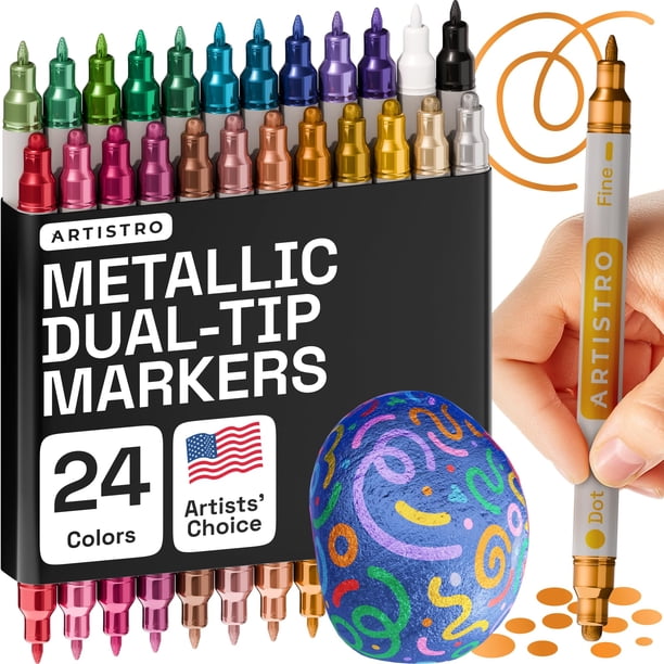 Marcadores de pintura acrílica ARTISTRO 24 metálicos de doble punta