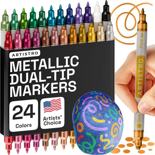 Marcadores de pintura acrílica ARTISTRO 24 metálicos de doble punta