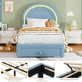 thumbnail image 4 of Yiwa Twin LED Platform Bed, Upholstered Rainbow Headboard with Lamb Wool Fabric and Storage Drawer, No Box Spring Needed, 4 of 6