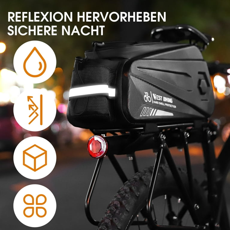 West Biking 8.6L Bike Trunk Bag Waterproof Hard Shell Cycling Travel Storage Bag