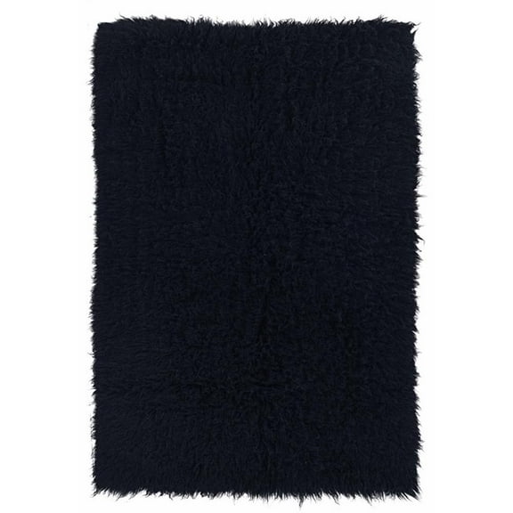 Riverbay Furniture Transitional Flokati Hand Woven Wool 2'4"x4'3" Rug in Black