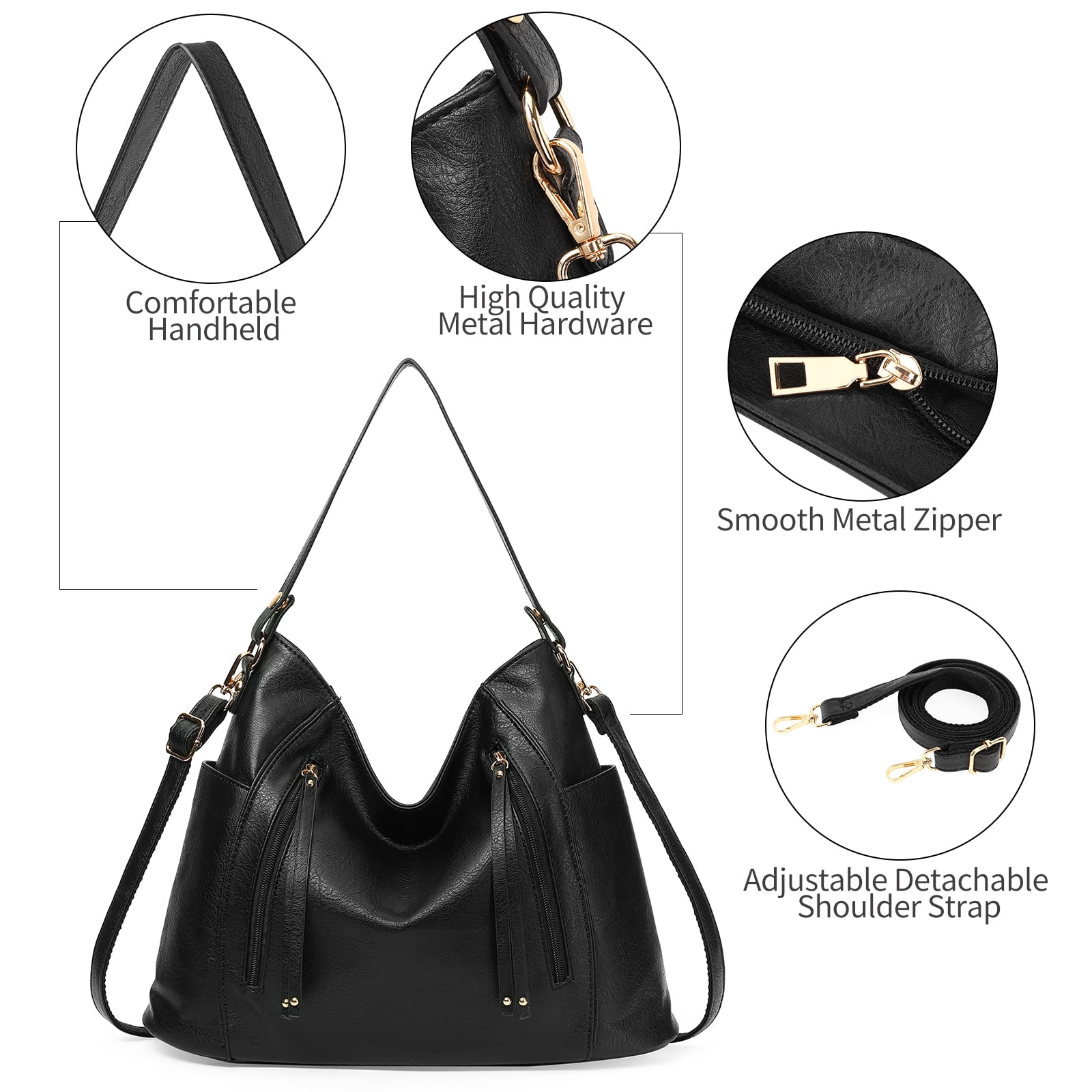 SENDEFN Women Tote Bag PU Leather Handbags Fashion Hobo Shoulder Bags with Adjustable Shoulder Strap And Side Pockets.