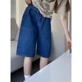 thumbnail image 2 of HLSOHJP Loose Neutral Large Pocket Wide Leg Denim Half Pants Women's Summer American Street Casual A-Line Blue Shorts Female, 2 of 6