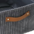 thumbnail image 4 of Mainstays Grey Corduroy Decorative Storage Basket with Leather Handles, 4 of 15