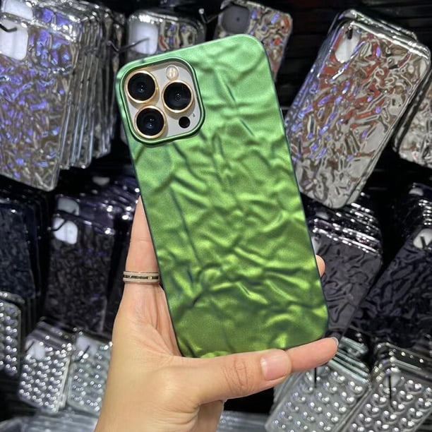 Funda de teléfono de lámina púrpura chapada mate 3D de lujo para iPhone 13, 12 Mini, 11, 14 Pro Max, XS, XR, X, 7, 8 Plus, funda trasera suave con purpurina fresca Fivean unisex