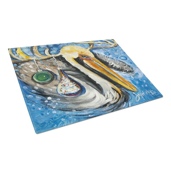 Caroline's Treasures Pelican Dressed as a Reindeer Glass Cutting Board Large