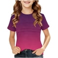 thumbnail image 2 of CQONEPT Girls Short Sleeved Shirts Color Block Crewneck Tunic Tops Summer Fashion Soft Basics Top Tee Hot Pink 5 Years, 2 of 5