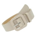 thumbnail image 2 of Cinturón de piel sintética para mujer, estilo casual, con hebilla metálica decorativa, ideal para abrigos. Beige, 2 of 9