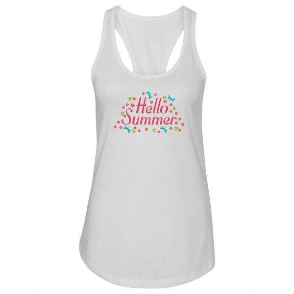 Hello Summer Racerback Tank Women -Image by Shutterstock, Female Large
