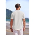 thumbnail image 5 of COOFANDY Men's Linen Henley Shirts Short Sleeve Casual Banded Collar Shirt Summer Beach Hippie T Shirts, 5 of 7