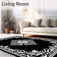 thumbnail image 2 of ODIKA 8'x10' Machine Washable Non-Slip Area Rug, Vintage Medallion Scroll with Baroque Inspired Floral Filigree High Traffic Rug, Black, 545634, 2 of 7