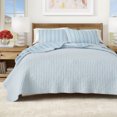 thumbnail image 5 of Striped Quilt Set - Lightweight, Soft, All-Season - 2-Piece Reversible Watercolor Printed Bedding Set (Twin / Twin XL, Blue), 5 of 6