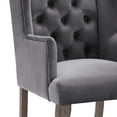 thumbnail image 6 of Industrial Country Cottage Farm Beach House Dining Kitchen Room Vintage Style Side Chair Armchair, Velvet Fabric Wood, Grey Gray, 6 of 6