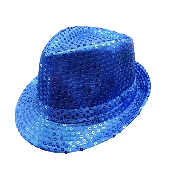 Shining Short Brim Hemming Jazz Hat Adult Kids Sequins Decorated Stage Show Hat Party Supplies