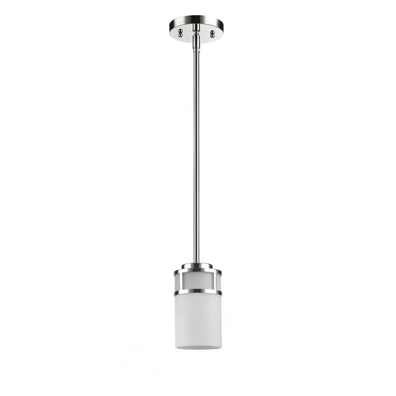 Alexis 1-Light Polished Nickel Pendant With Etched Glass Shade