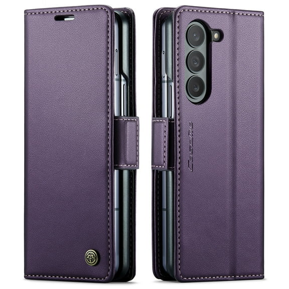 Dteck for Samsung Galaxy Z Fold 7 Case Wallet with 3 Card Slots Kickstand, PU Leather RFID Blocking Flip Folio Cover with TPU Shockproof Interior Shell Compatible with Samsung Z Fold7 2025,Purple