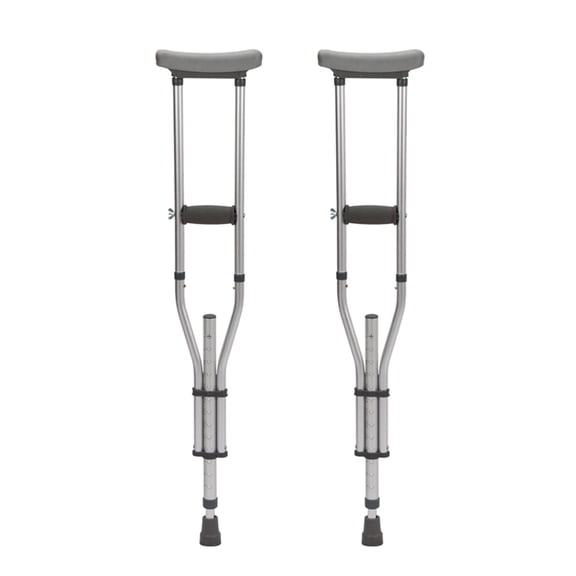 Crutches, Elderly Underarm Crutches, Aluminum Crutches, Removable Walking Adjustable Crutches, Silver