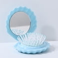 thumbnail image 4 of Foldable Travel Hair Brushes with Mirror Shell Shape,Metallic Shinning, Portable Pocket Hair Brush, Mini Hair Comb Compact Size, 7.5x8cm,Gifts for Girls women, 4 of 8
