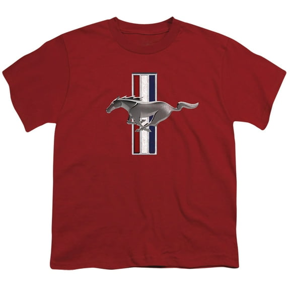 Ford Mustang Vintage Stripes S/S Youth 18/1 T-Shirt Cardinal
