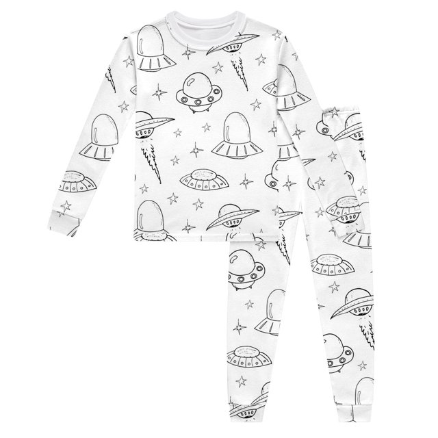 XDZJLR Tenues pour Fillettes, Ensemble de Pyjama à Manches Longues et Col Rond pour Enfants, Peint à la Main, Mignon Mode Urbaine, 7-8 Ans