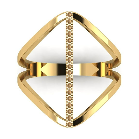 Statement Engagement Ring for Women - 0.09ct Simulated Champagne Diamond in 14K Yellow Gold Promise Ring
