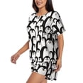 thumbnail image 3 of Womens Pajama Sets With Pocket, Cartoon penguin Lounge Sets Short Sleeve Sleepwear PJ Sets for Women, 3 of 6