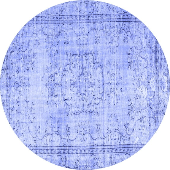 Ahgly Company Indoor Round Abstract Blue Contemporary Area Rugs, 8' Round