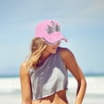 thumbnail image 2 of Pink Visors Women Baseball Cap Flower Snapback Sun Hats Adjustable Denim Jeans Hat Fashion Crown Pearl Baseball Cap Snapback Outdoor Sun Hat, 2 of 4