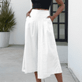 thumbnail image 5 of Summer Pants Cotton Linen Plus Size Wide Leg Pants Solid Elegant Loose OL Young, 5 of 5