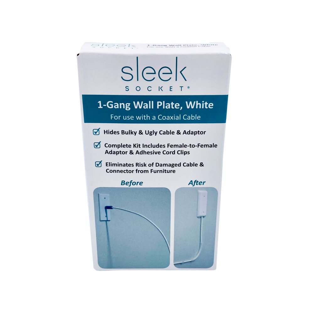 Sleek Socket Coaxial Data Cable Outlet Cover w/Cable Channel Kit COAX