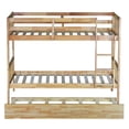 thumbnail image 6 of VECELO Bunk Bed with Trundle,Twin Over Twin Bunk Beds with Sided Ladder and Full-Length Guardrail, Heavy Duty Wood Bunk Bed Built-in Ladder, Natural, 6 of 10