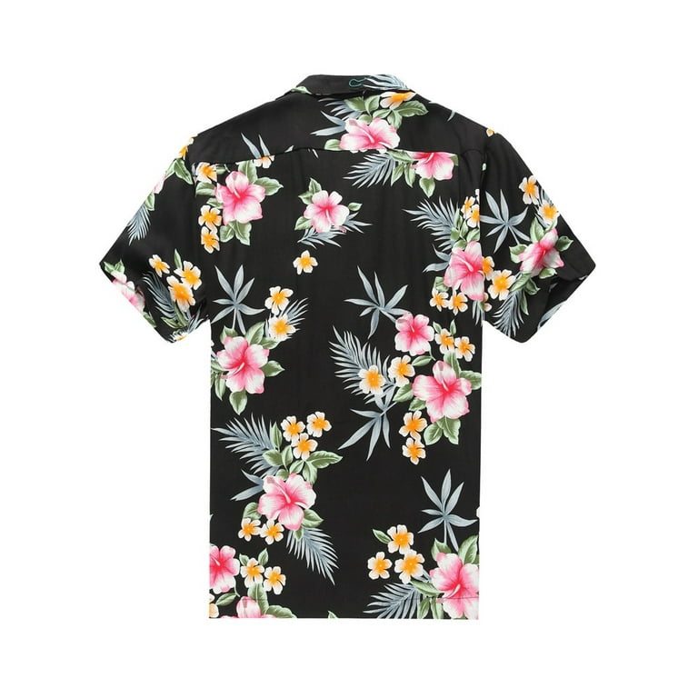 Men's Hawaiian Shirt Aloha Shirt 4XL Hibiscus Black