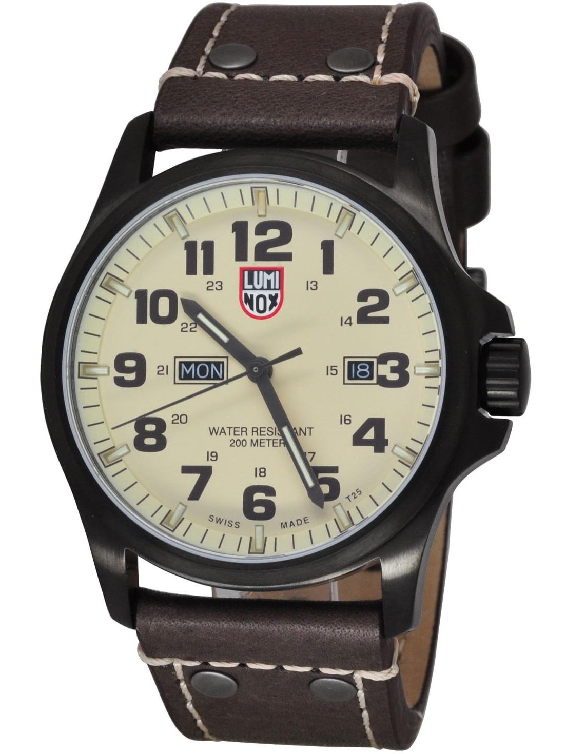 Luminox Luminox Men's 45mm Brown Leather Band Steel Case Sapphire