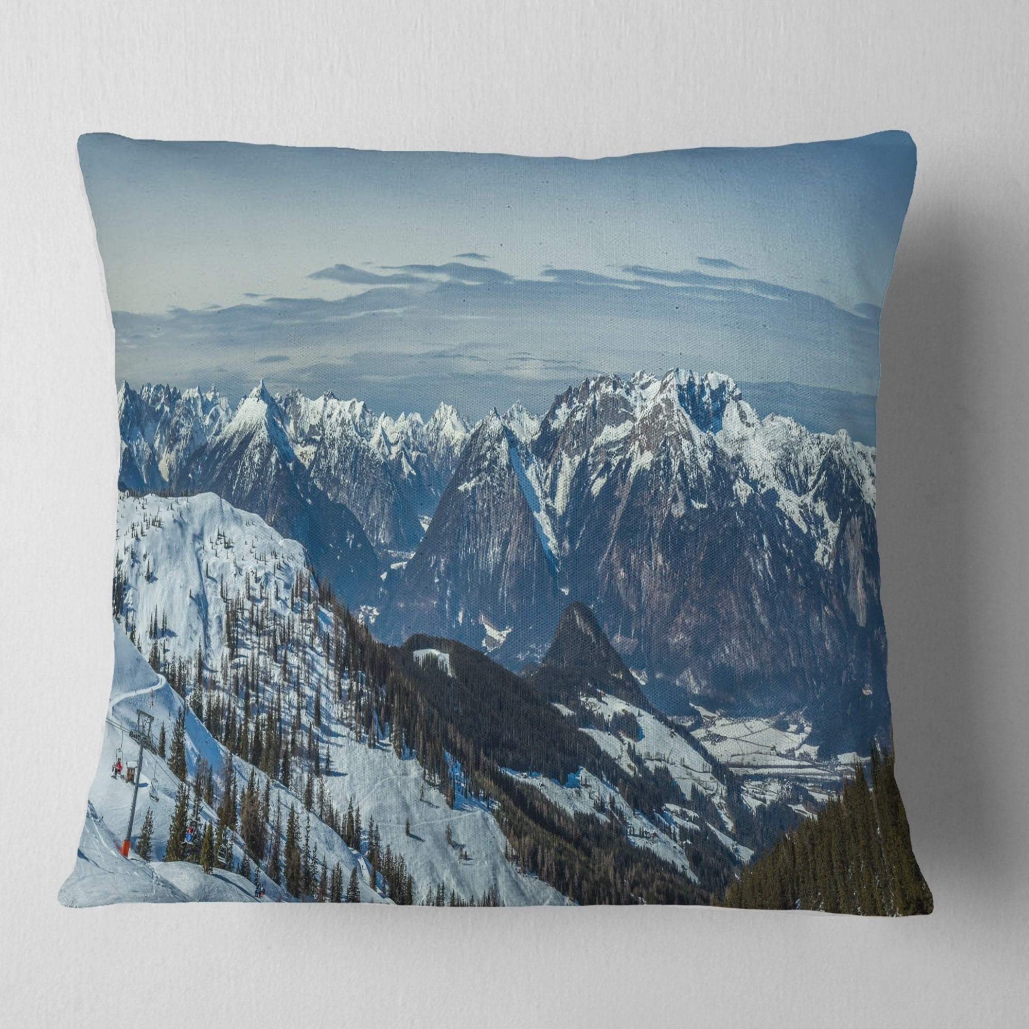 Design Art Designart White Ski Slope Panoramic View Landscape Printed Throw Pillow Walmart Com Walmart Com