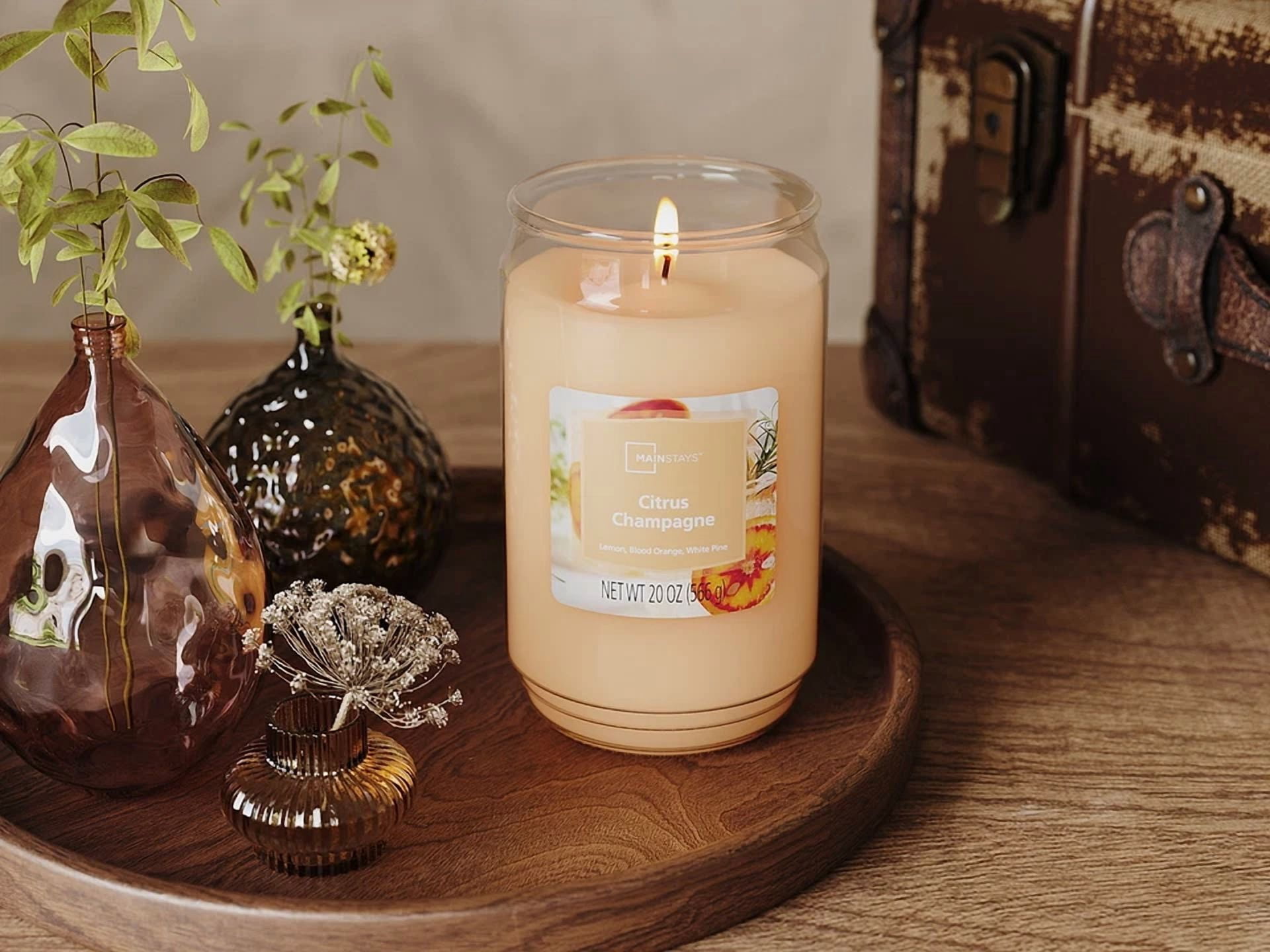 Citrus Champagne Scented 3 Wick Glass Jar Candle, 20Oz