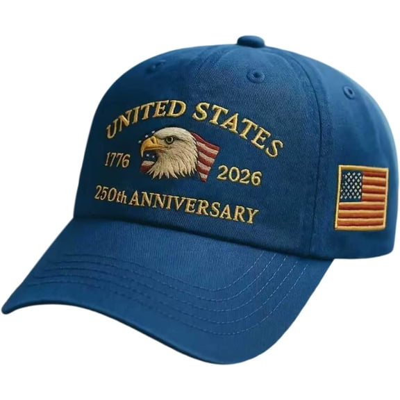 250th Anniversary USA Hat Adjustable embroidered Bald Eagle Baseball Cap United States 250th Anniversary Hat for Men Women