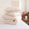 thumbnail image 4 of Floral Full Size Comforter Set, Pink Flower Leaf Cute Pattern Printed Reversible Alternative Bedding Sets 3pcs, Soft Microfiber Vintage Cottagecore Bed Set for Women Teen Girls, 4 of 13
