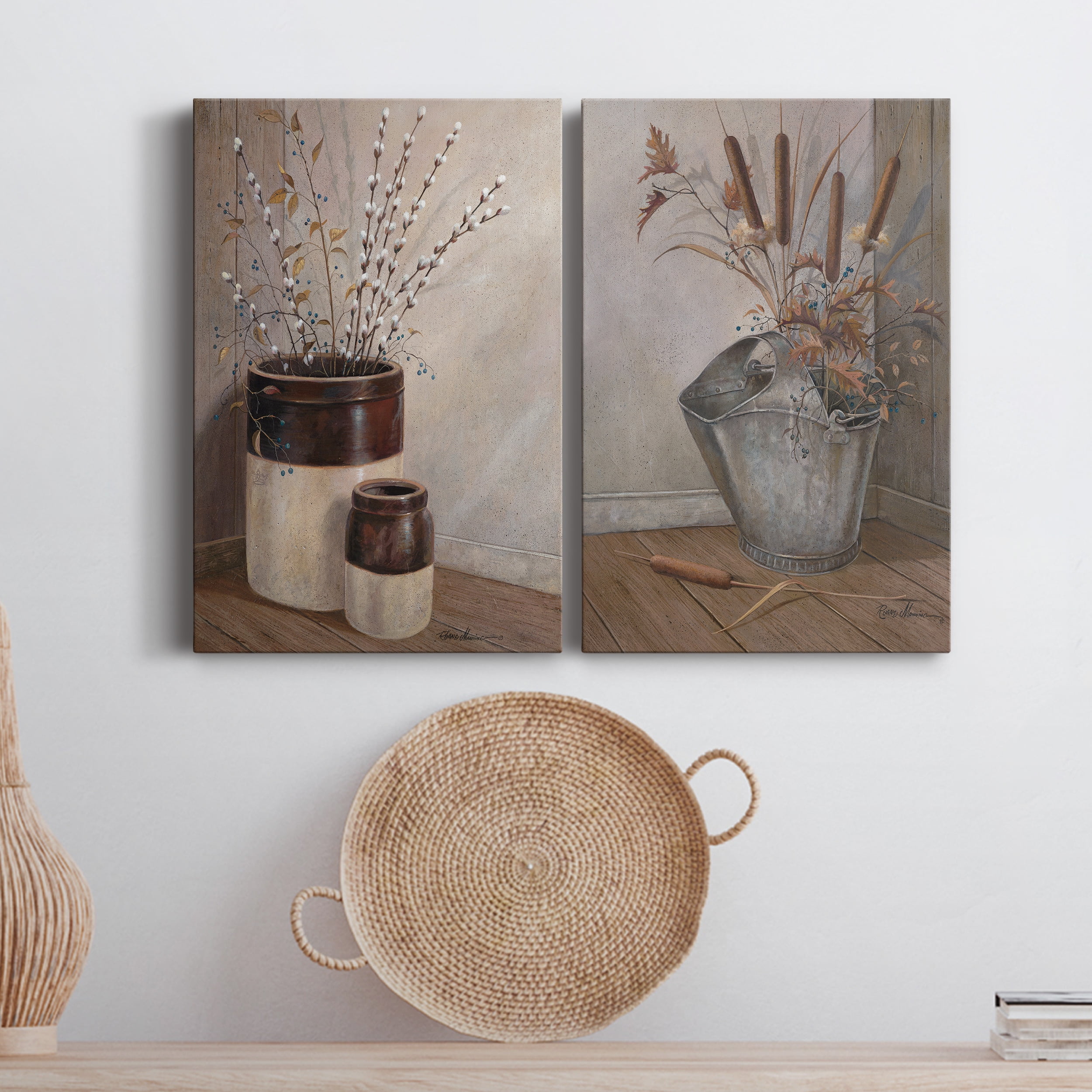 Pussywillows & Spring Premium Gallery Wrapped Canvas - Ready to Hang - Set of 2 - 12 x 18 Each