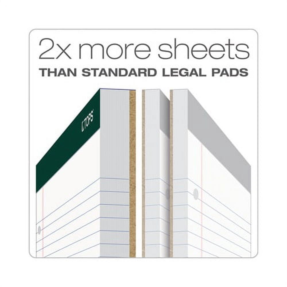 Double Docket Ruled Pads Wide/Legal Rule, 8.5 x 11.75, White, 100 Sheets, 6/Pack