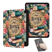 Case for All-New Kindle Paperwhite 12th Gen 2024 and Kindle Colorsoft Signature Edition, Book Lovers Gifts Lightweight PU Leather Cover with Auto Sleep Wake Hand Strap (Easily Distracted by Books)