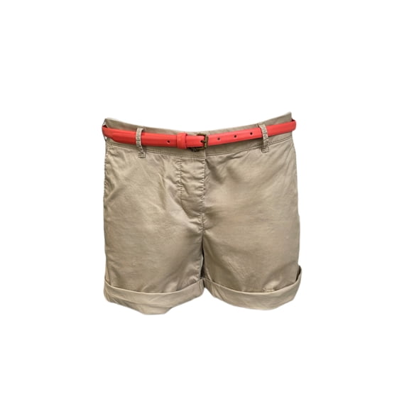 MAISON SCOTCH Women's Cuffed Leather Belt Shorts, Beige, 27