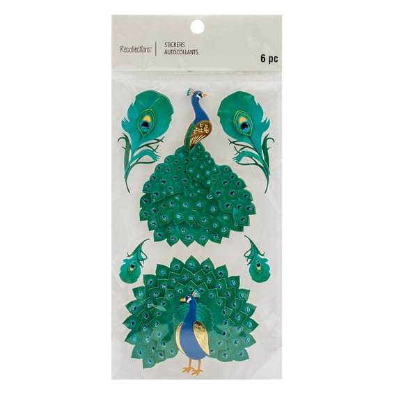 12 Pack: Peacock Stickers by Recollections