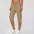 thumbnail image 5 of Womens Capri Pants,Capri Pants for Women Summer Solid Color Capri Joggers with Pockets High Wasit Drawstring Casual Capris, 5 of 9