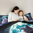 thumbnail image 4 of jejeloiu Wild Wolf 7pcs Bedding Comforter Set,Jungle Animal Queen Bedding Sets,White Black Queen Sheet Sets For Boys Kids,Ultra Soft Home Decor Reversible, 4 of 8
