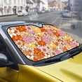 thumbnail image 5 of FORUDESIGNS Hippie Daisy Print Car Windshield Sun Shade Waterproof Car Sun Visor Protector Auto Dashboard Shield Block UV Rays Reflective Sunshade for Protection, 5 of 7