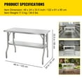 thumbnail image 3 of KFFKFF Folding Stainless Steel Work Table, 48" x 24" Industrial Grade Worktable with Shelf, Durable Stainless Steel Foldable Table, Supports up to 300 lbs, Ideal for Kitchen, Restaurant, Garage, 3 of 9