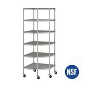 Seville Classics 6-Tier NSF Corner Shelving /w Wheels and 6 Bonus Shelf Liners, 28 D x 28 W x 72 H