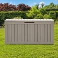 thumbnail image 2 of DEXTRUS Coffre de Terrasse Extérieur en Résine de 72 Gallons avec Poignées Latérales et Roues, Rangement pour Meubles de Patio Étanche et Verrouillable, Brun Pâle, 2 of 10