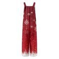 thumbnail image 5 of Women's Christmas Print Solid Wide-Leg Strapless Tank Jumpsuit with Pockets, Red, Size S, 5 of 6